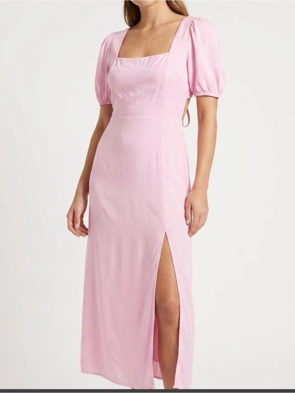 Nordstrom Pink Lace-Up Maxi Dress with Side Slit